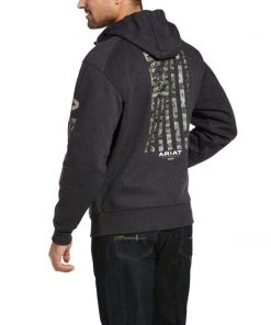 Shirts & Tops Ariat Men's Rebar Camo Flag Full Zip Hoodie