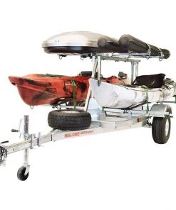 Malone MegaSport™ LowBed™ Kayak Trailer W/Tier, Spare, 2 Sets MegaWings, Cargo Box, 2 Rod Tubes 12 Malone MegaSport™ LowBed™ Kayak Trailer W/Tier, Spare, 2 Sets MegaWings, Cargo Box, 2 Rod Tubes