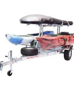 Malone MegaSport™ LowBed™ Kayak Trailer W/Tier, Spare, 2 Sets SaddleUp™, Cargo Box, 2 Rod Tubes