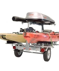 Malone MicroSport™ LowBed™ Trailer W/Tier, Spare, 2 Sets Bunks, Cargo Box, Rod Tube Kayak Accessories
